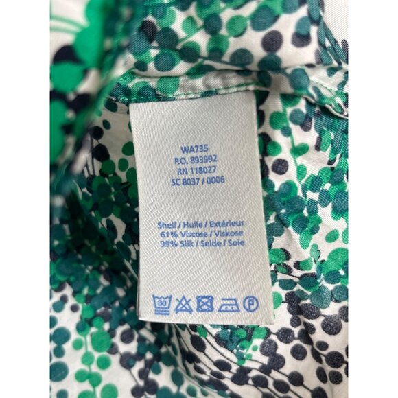 Boden Ravello Silk Blend Cap Sleeve Blouse Top Green Black Pleated Neckline 2 - Picture 5 of 8